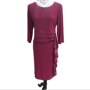 R&M RICHARDS DRESSES - RUFFLE DRESS Burgundy size 12